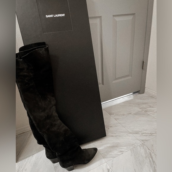Saint Laurent Over the Knee Suede Boots - Picture 1 of 5